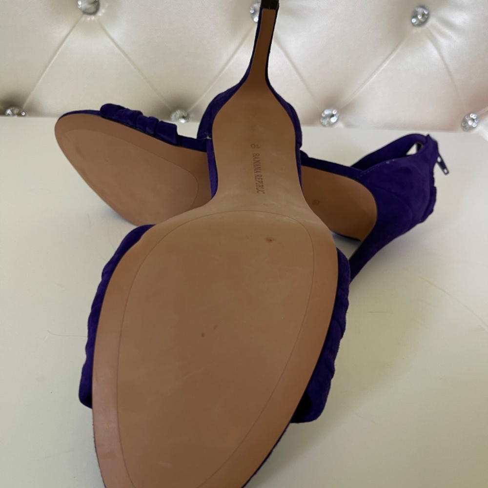 Banana Republic Purple Jasmine Open Toe Ankle Strap Suede Heels Formal Shoes - Picture 6 of 8